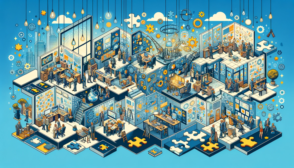 An image illustrating the benefits of scalability and consistency in business through systematization, is now available. It shows a mosaic of various business scenarios, all operating smoothly and efficiently, with visual metaphors highlighting the interconnectedness of business processes. The tone of the image is positive and dynamic, emphasizing the harmony and effectiveness of well-systematized operations.